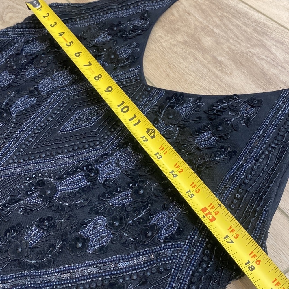 Sally LaPointe Black Beaded Embellished Formal Tank Crop Top Whimsigoth Couture - Picture 14 of 16